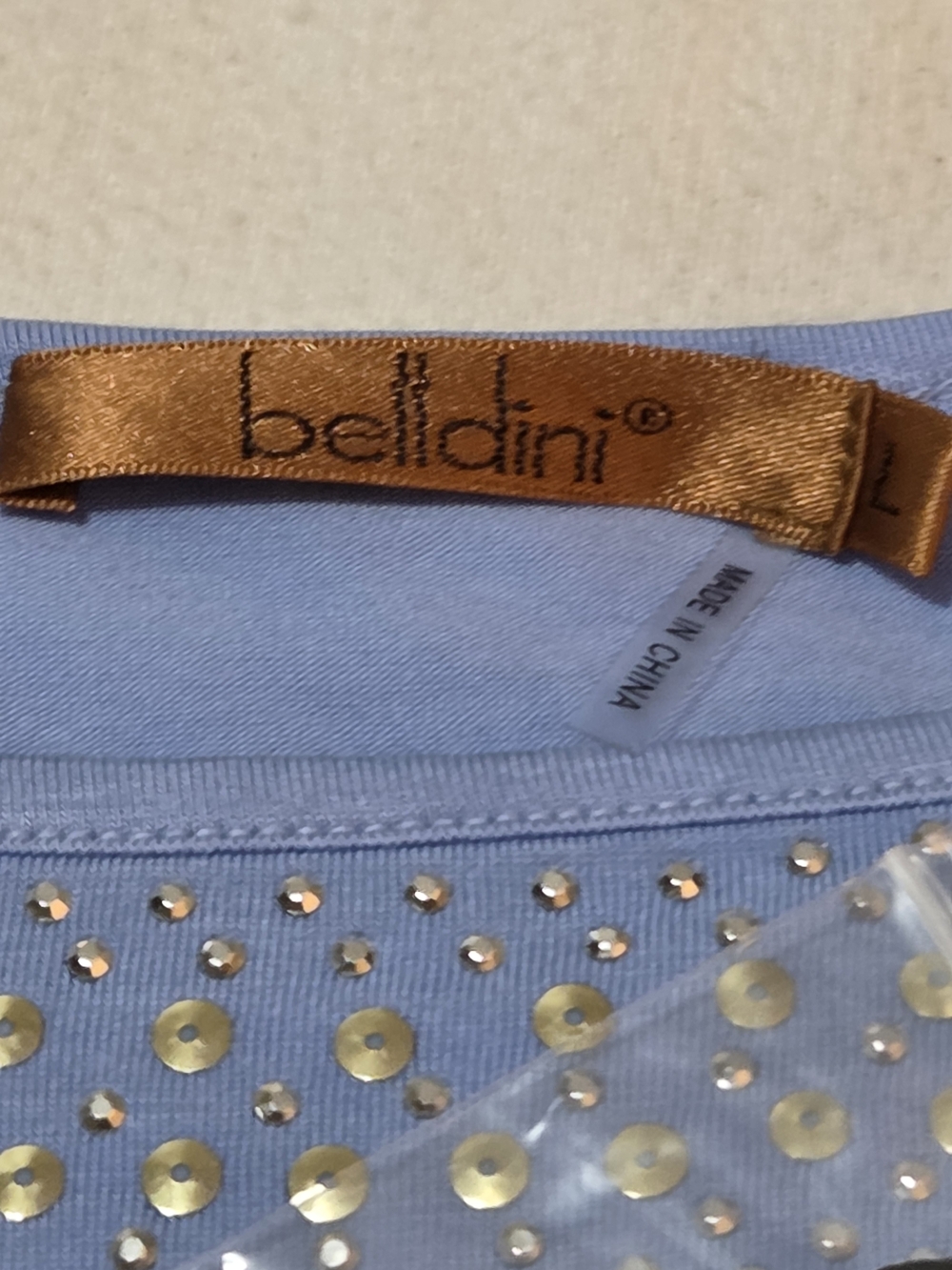 Belldini Light Blue Cold-Shoulder Rhinestone Top - Picture 2 of 4